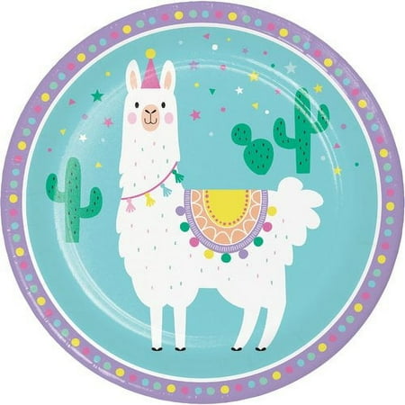 Creative Converting Llama Party Paper Disposable Dinner Plate (Set of 24)
