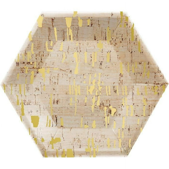 Creative Converting Luncheon Plate, 8" Hexagon, Cork, 8 ct