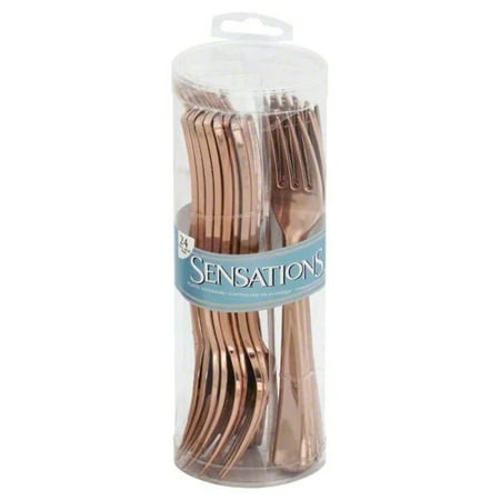 Creative Converting Metallic Plastic Forks, Rose Gold, 24 ct