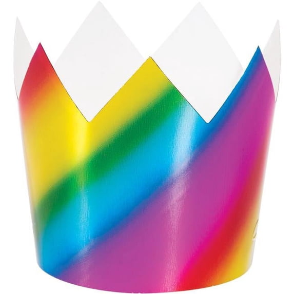Metallic Rainbow Plastic Crowns (8)