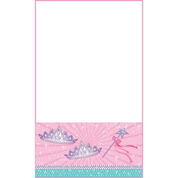 Creative Converting Modern Princess Party Blue Border Print Plastic Tablecloths