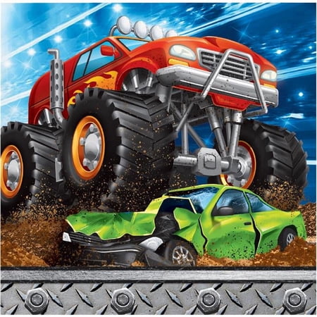 Creative Converting Monster Truck Rally Beverage Napkins, 16 ct