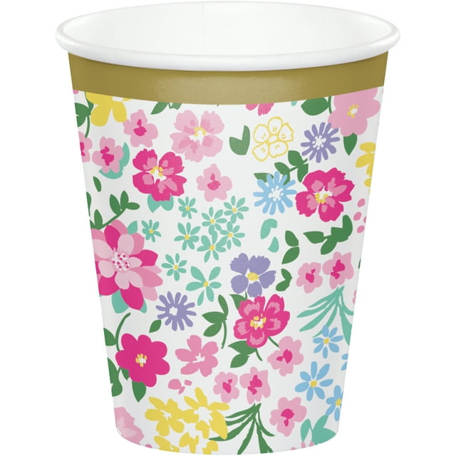 Creative Converting Multi-color Floral Paper Party Supply Sets, (24 Pieces) 9"