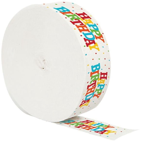 Creative Converting Multi-color Polka Dot Happy Birthday Party Streamer, 0.01" x 360"