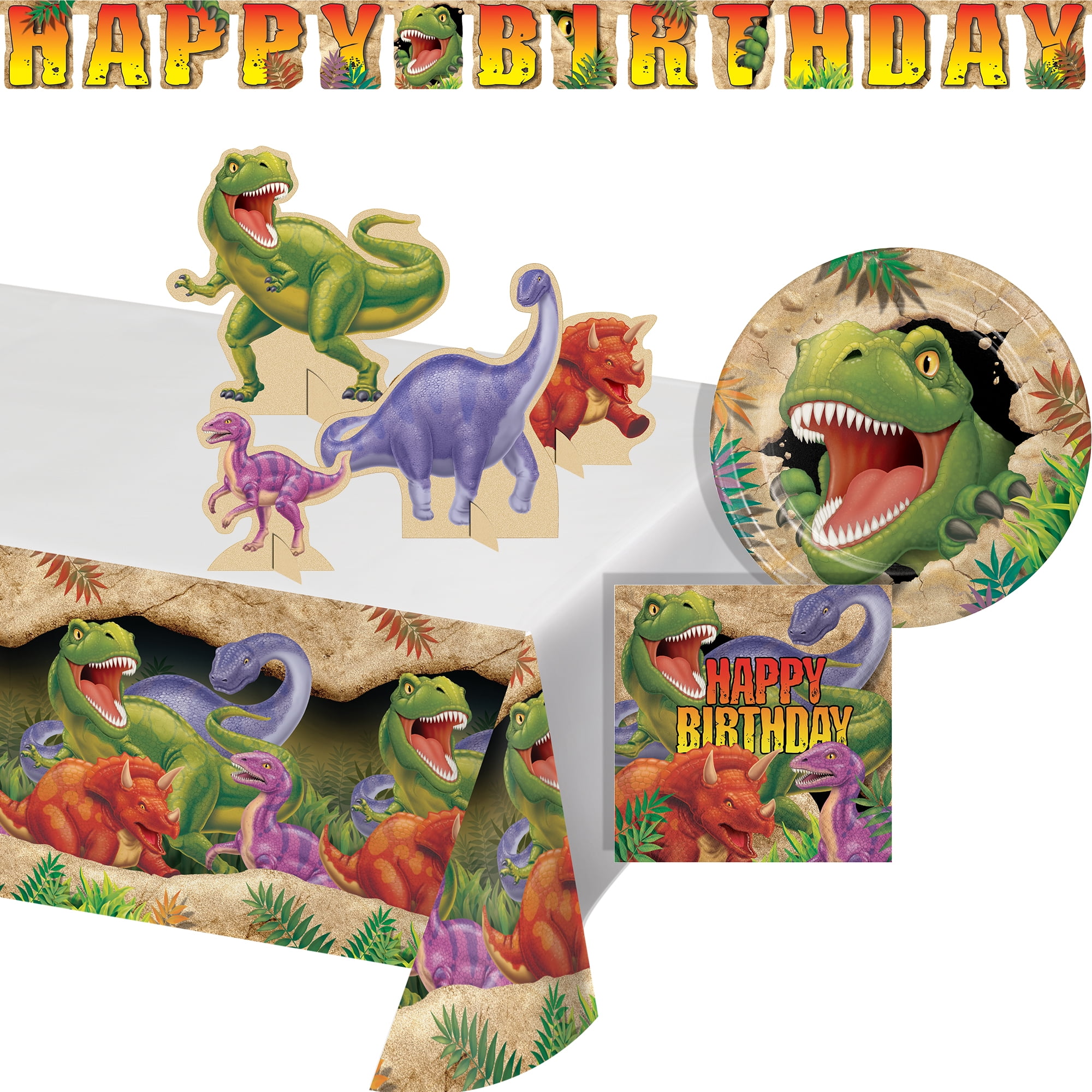 AYUQI Dinosaur Birthday Decorations, Dino Theme Party Decorations, Happy  Birthday Dinosaur Banner Green Latex Balloon Arch, Big Dino Foil Roar