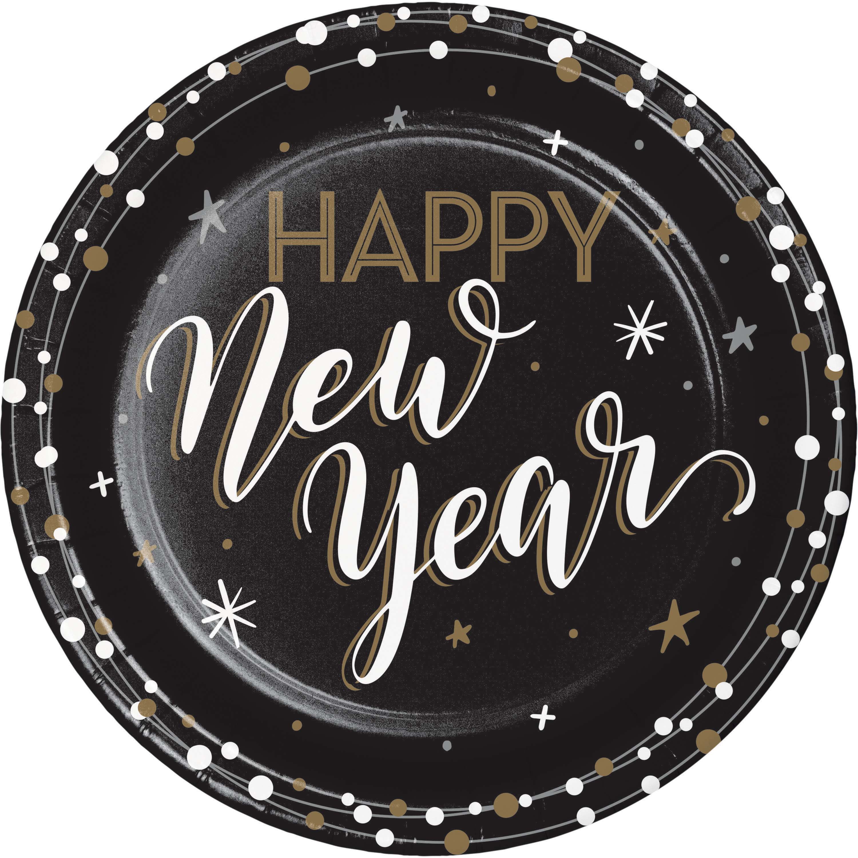 Creative Converting New Year's Shimmer Happy New Year Dinner Paper Plates, 24 ct