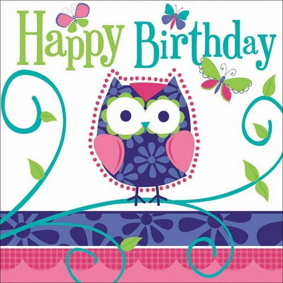 Creative Converting Owl Pal Birthday "Happy Birthday" Napkins, 16pk