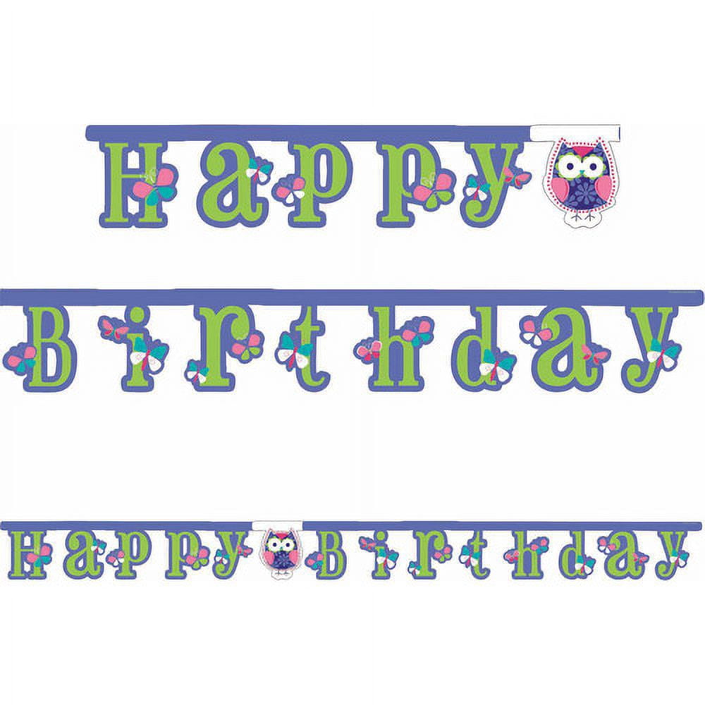 Creative Converting Eulen-Banner „Happy Birthday“ – 8,75 Ft Lang, Pink-lila, Für Partys
