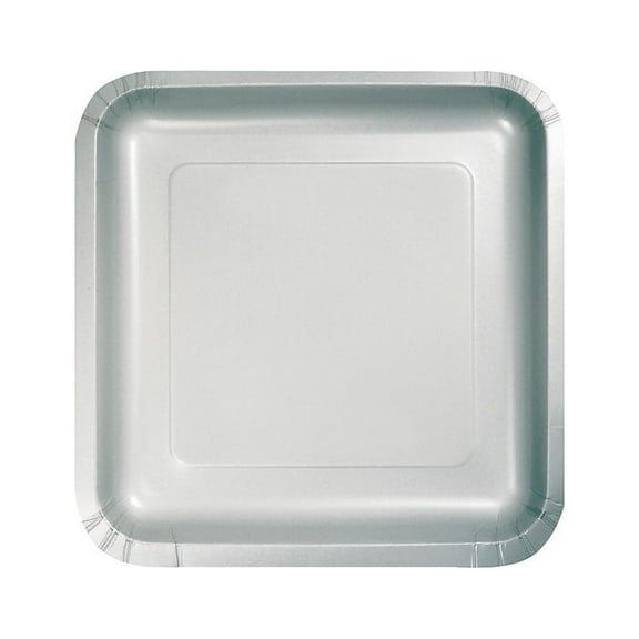 Creative Converting Paper Shimmering Silver Square Luncheon Plates 7" 18 Pack 453281