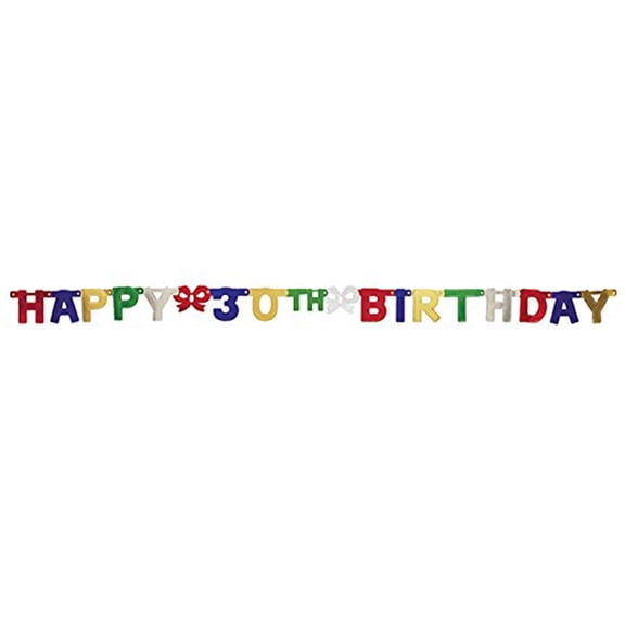 Creative Converting Party Decoration Jointed Banner, Happy 30th Birthday, 6-Feet
