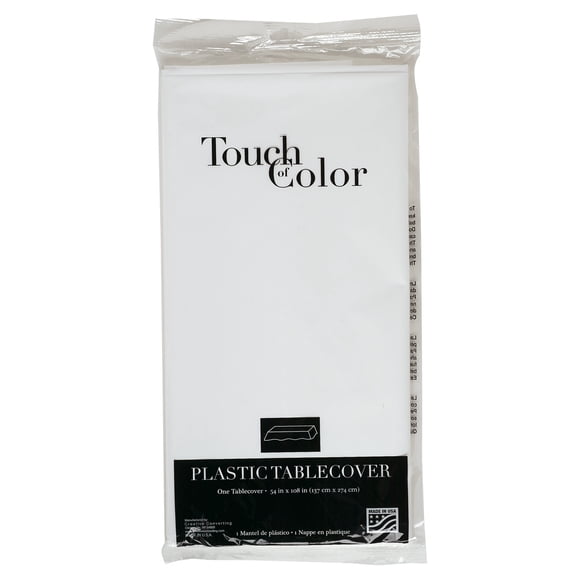 Creative Converting Plastic Tablecovers, 54 x 108, White