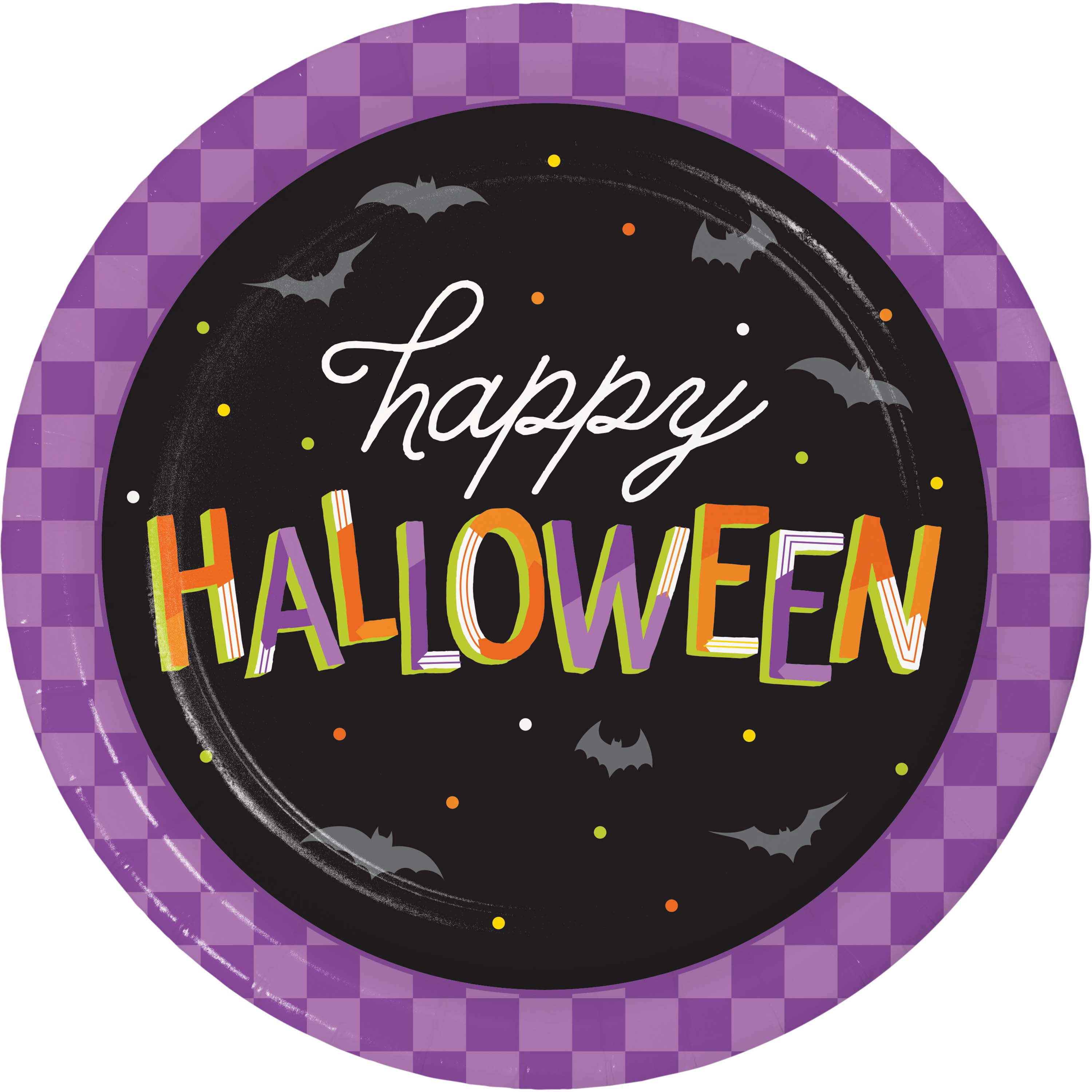 Creative Converting Retro Happy Halloween Paper Plates, 24 ct