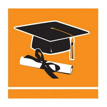 Creative Converting School Colors Party Creations 36 Count 2-Ply Beverage Napkins Sunkissed Orange