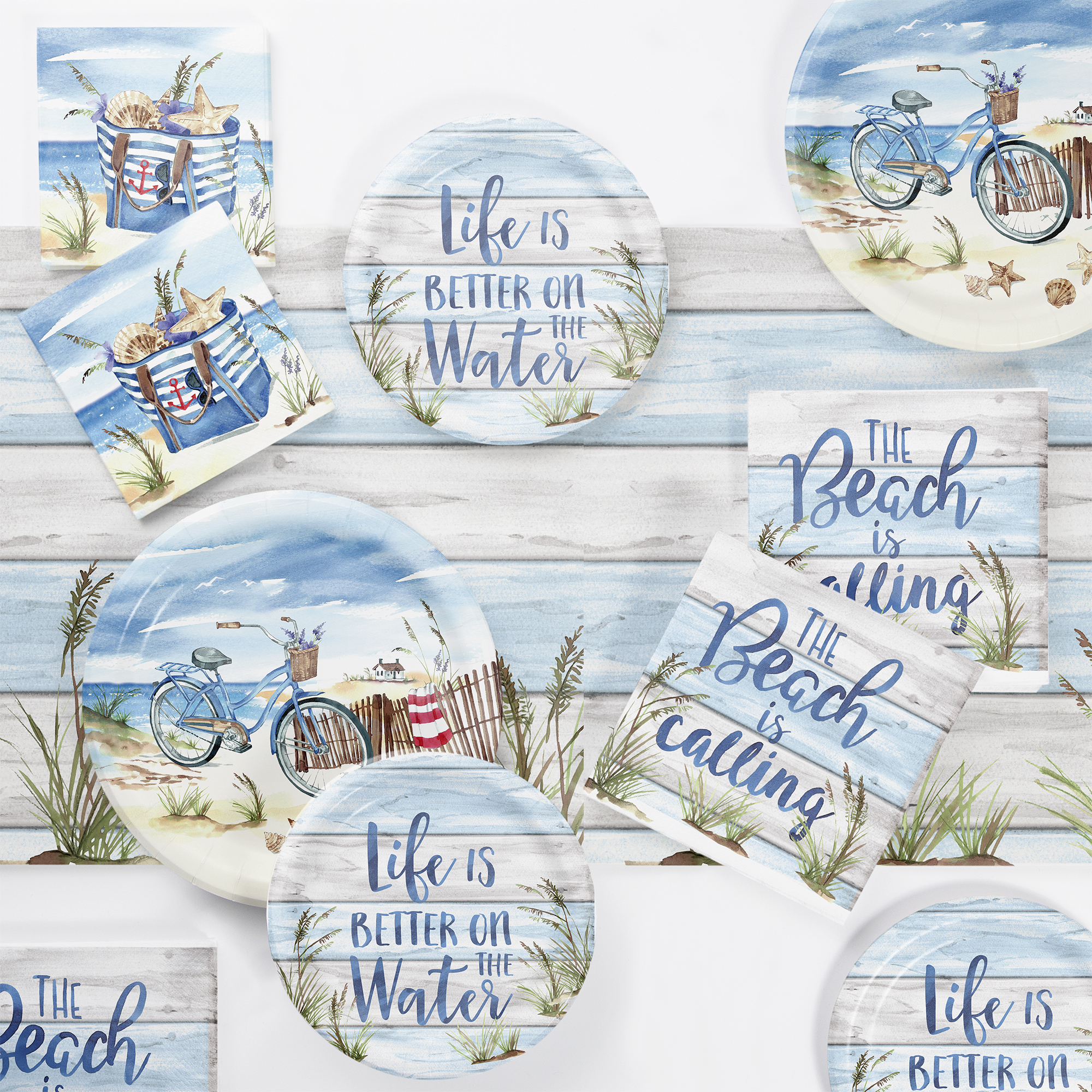 Creative Converting Seaside Summer Dinnerware Set, Serves 8