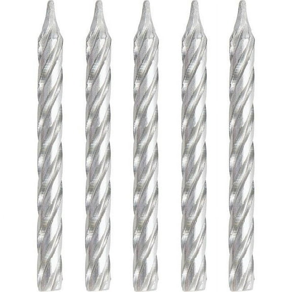 Creative Converting Silver Spiral Candles, 24 ct