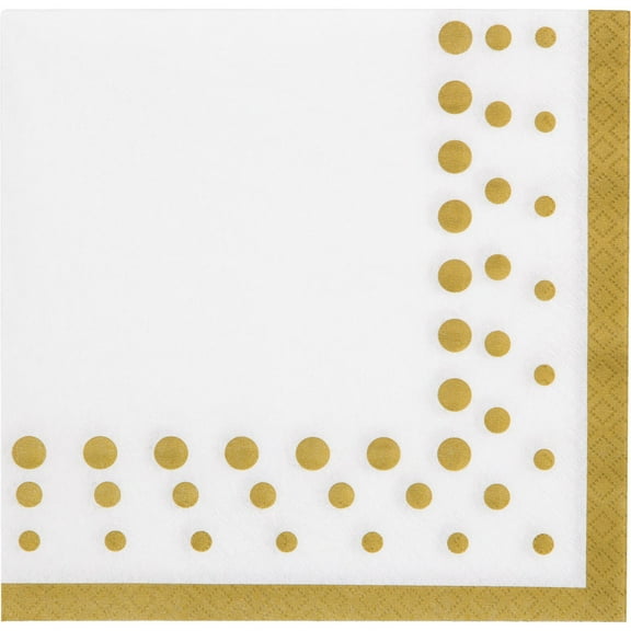 Creative Converting Sparkle and Shine Gold Paper Lunch Luncheon Napkins, 6.5" x 6.5"