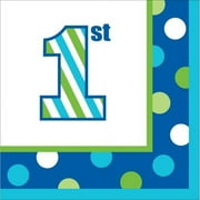 Sweet Stripe Boy 1st Birthday Beverage Napkins (16 ct)