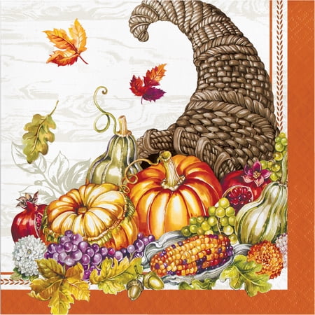 Creative Converting Thanksgiving Cornucopia Paper 6.5" Napkins, 48 Count
