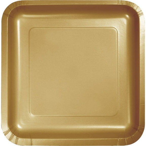 Creative Converting Touch of Color 18 Count Square Paper Lunch Plates, Glittering Gold