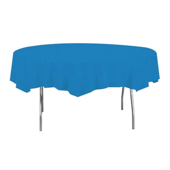 Creative Converting Touch of Color Plastic Disposable Table Cover True Blue, 82" Diameter | 12/Case