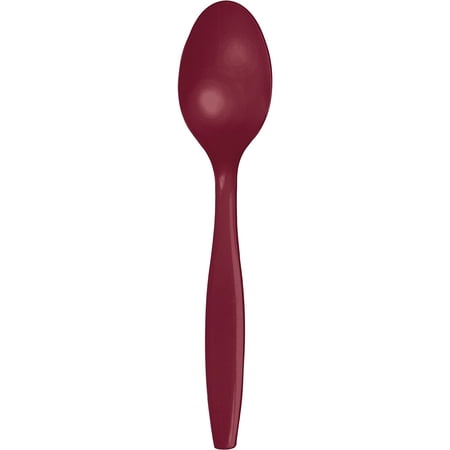 Creative Converting Touch of Color Premium 24 Count Plastic Spoons, Burgundy