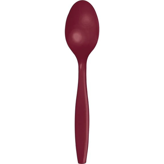 Creative Converting Touch of Color Premium 24 Count Plastic Spoons, Burgundy