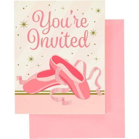 Creative Converting Twinkle Toes Printed Invitations, 8 Count