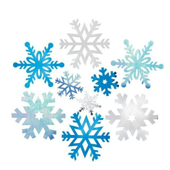 Creative Converting Wall Decor Cutouts, Foil Snowflakes, Silver/Blue