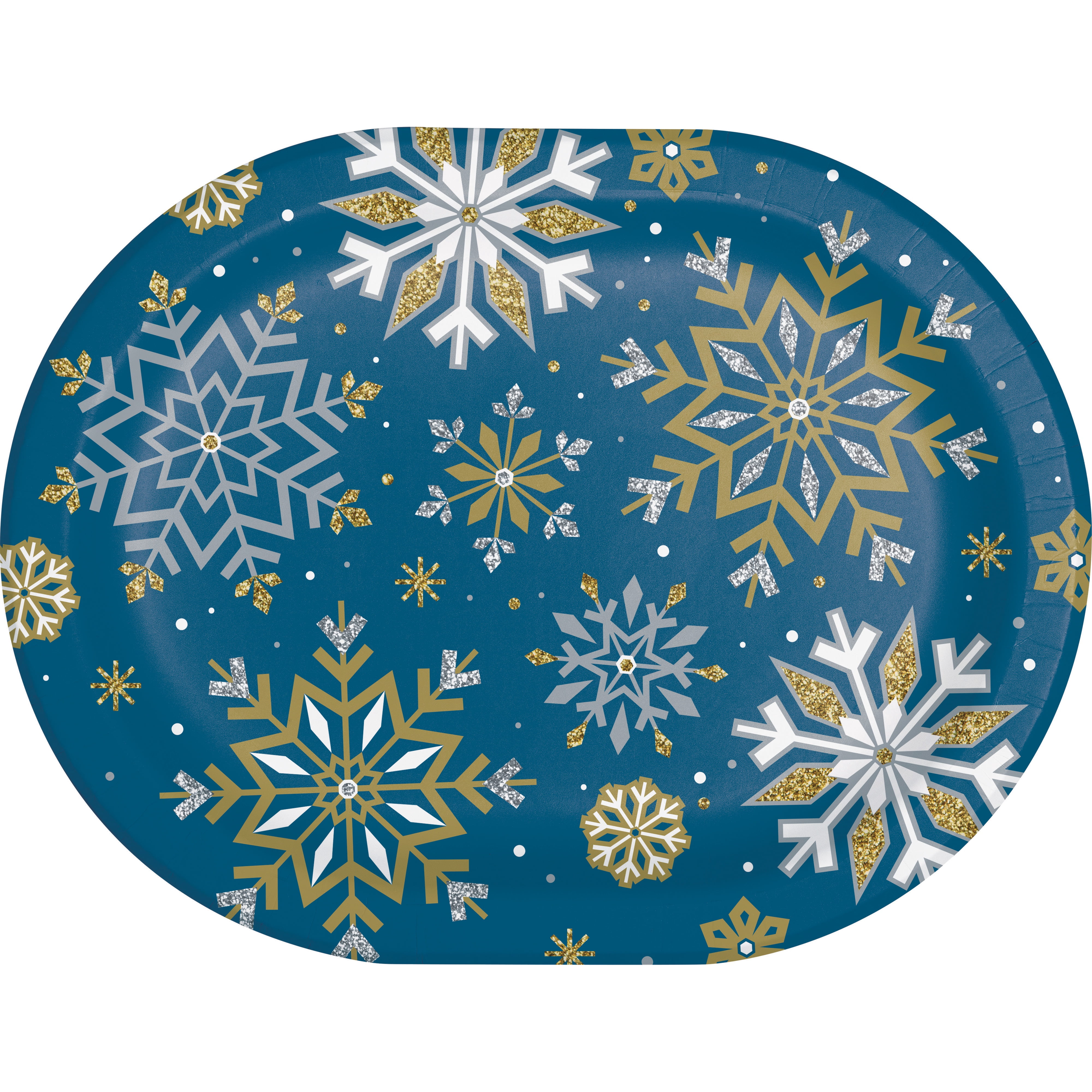 Creative Converting Plates Creative Converting Whimsical Winter Blue and Gold Oval Dinner Paper ...