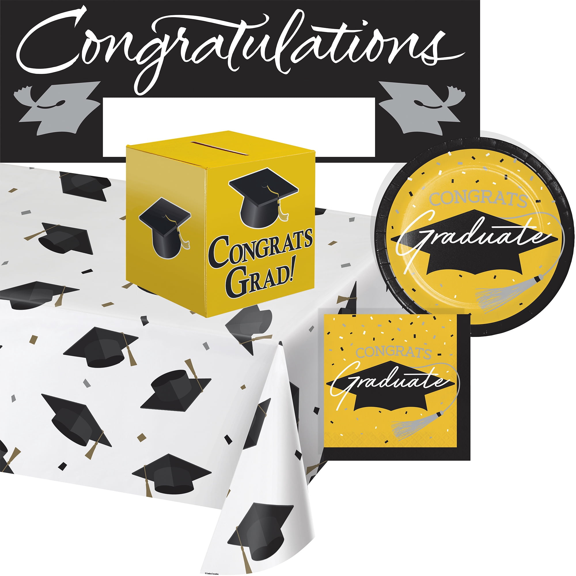 Creative Converting Yellow Graduation Party Kit, Serves 18 - Walmart.com