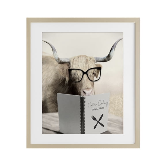 Stupell Industries Creative Cooking Funny Cattle Birch Framed Print Under Glass, design by Lori Deiter