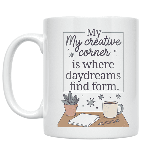 Creative Corner Daydreams Art - Art Desk Enthusiast - 11 oz Ceramic Coffee Mug
