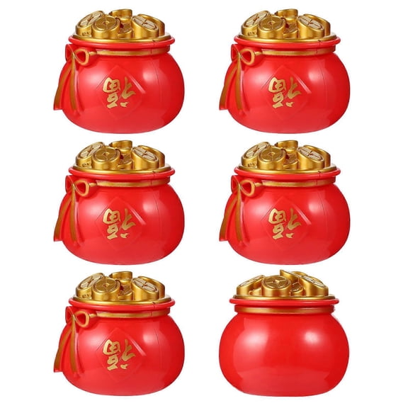 Creative Cornucopia Shaped Coin Jar for Decor Made of Plastic in Red Color Large Size Hold Coins 6pcs
