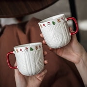 Creative Couple Cozy Sweater Cups Mug, 1 pair Breakfast Morning Mug Coffe Cup,Juice Water Household Products-11.84 oz