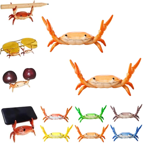 Creative Crab Pen Holder Weightlifting Crabs Pen Stand Storage Rack, Office Desktop Decoration, Pencil Holders Supplies Holders and Dispensers, Desk Accessories and Workspace Organizers (Orange*2PCS)