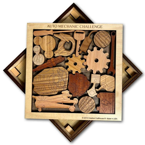 Creative Crafthouse Auto Mechanic Wood Puzzle USA Made Gift for Men