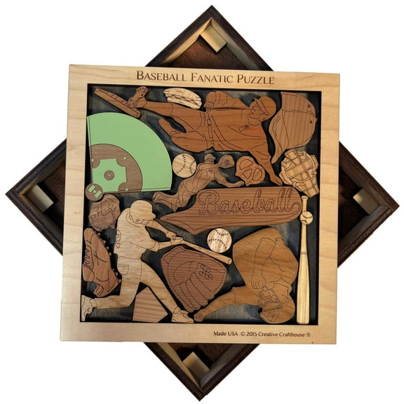 Creative Crafthouse Baseball Puzzle, Wood Art Gift for Fans and Players, USA