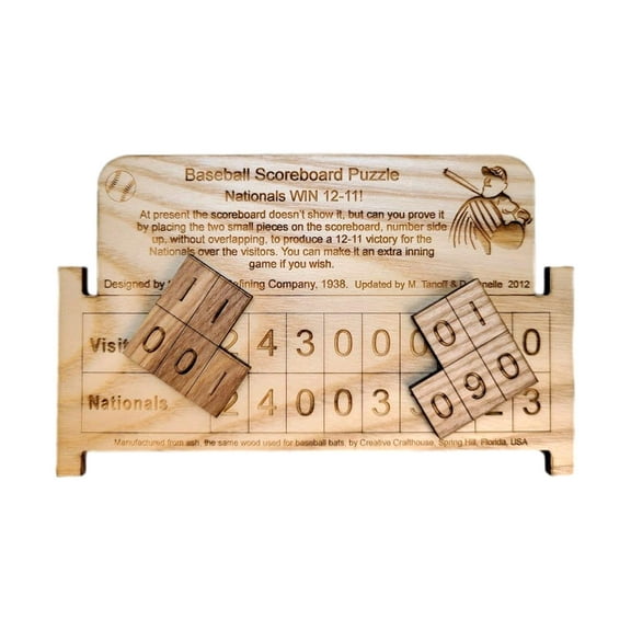 Creative Crafthouse Baseball Scoreboard, 1938 Maine Ash Puzzle, USA Made