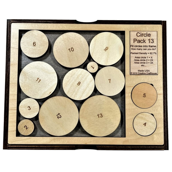 Creative Crafthouse Circle Pack 13 Wood Packing Puzzle Math Brain Teaser