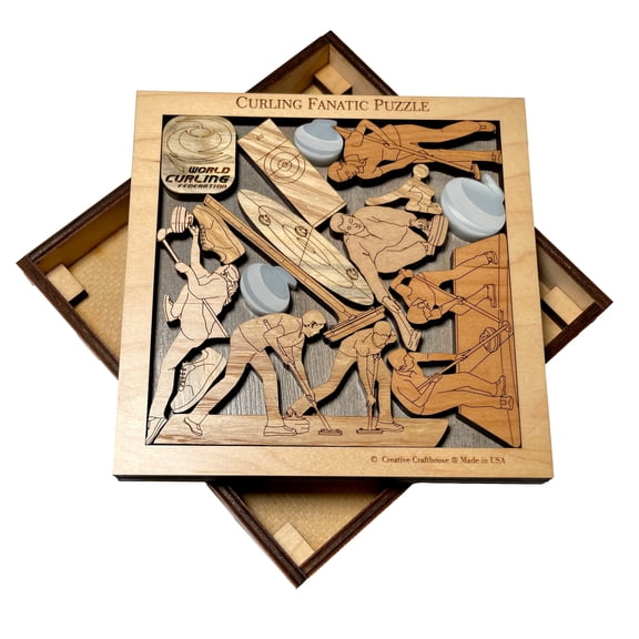 Creative Crafthouse Curling Puzzle, Unique Wood Trophy, Gift and Decor, USA