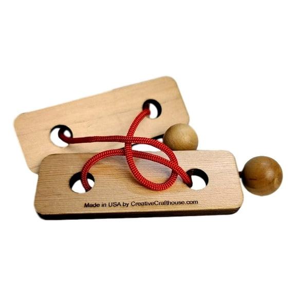 Creative Crafthouse Double Trouble String Puzzle, Wood Pocket Teaser, Stocking Stuffers