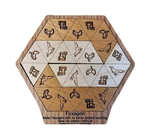 Foxagon Puzzle By George Sicherman - 4 Piece Wooden Brain Teaser Hexagon Game