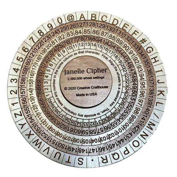 Creative Crafthouse Janelle Cipher Alphanumeric Encryption Wheel USA Made