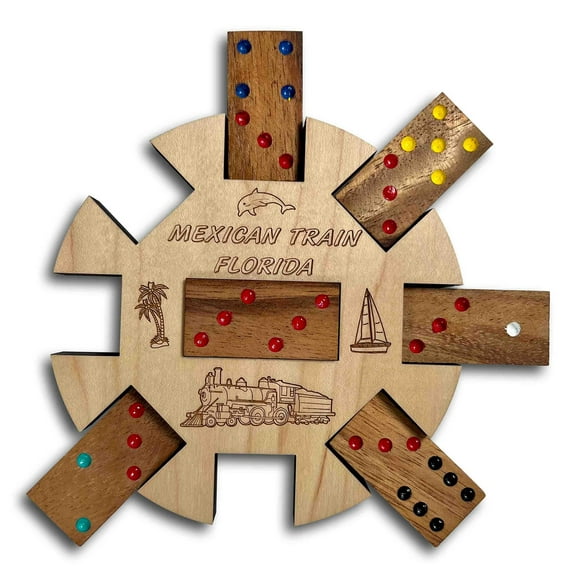 Creative Crafthouse Mexican Train Domino Hub, Florida Edition Wood Accessory, USA Made