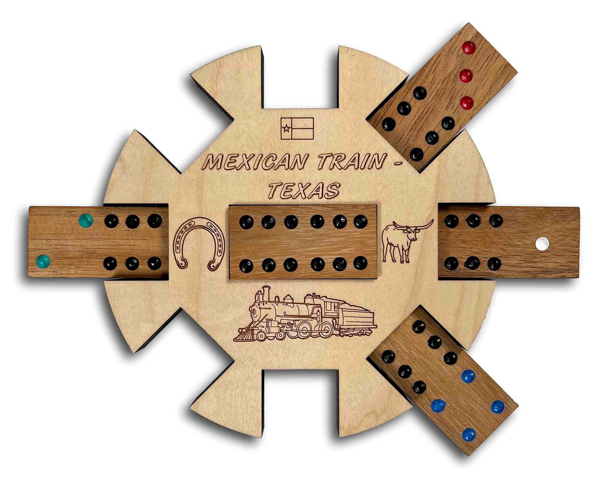 Creative Crafthouse Mexican Train Hub, Texas Edition Wood Domino Accessory, USA Made