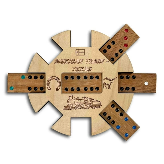Creative Crafthouse Mexican Train Hub, Texas Edition Wood Domino Accessory, USA Made