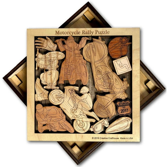 Creative Crafthouse Motorcycle Puzzle, Biker Wood Art Gift and Decor, USA Made