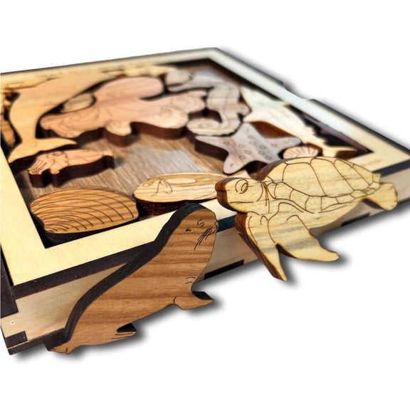 Creative Crafthouse Sea Creatures II Puzzle, Ocean Wood Art and Decor Gift, USA Made