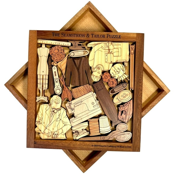 Creative Crafthouse Seamstress and Tailor Wood Puzzle, Sewing Themed Gift