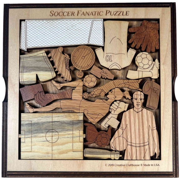 Creative Crafthouse Soccer Puzzle, Wood Gift for Players and Fans, Sport Decor